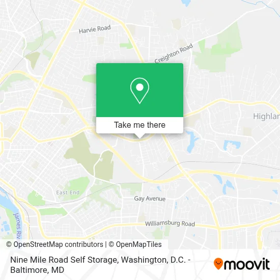 Nine Mile Road Self Storage map