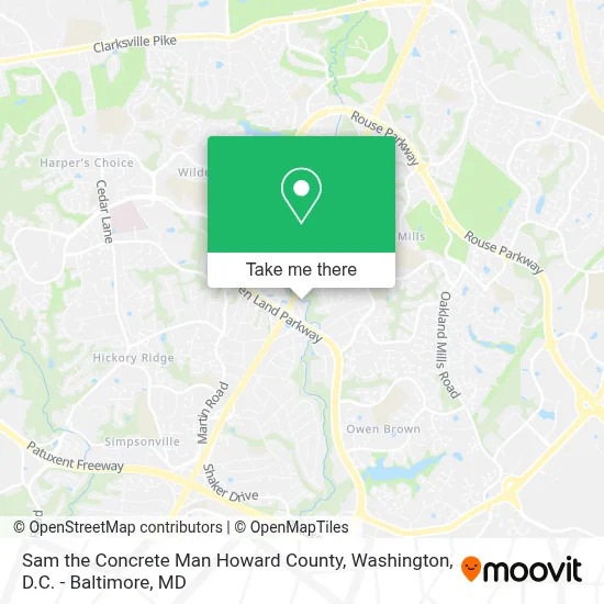 Sam the Concrete Man Howard County map