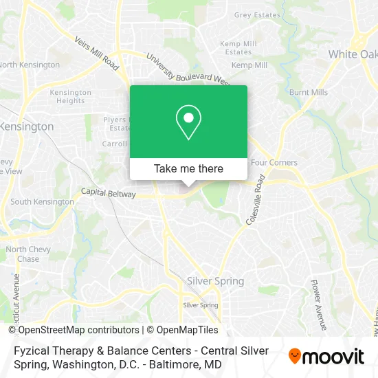 Fyzical Therapy & Balance Centers - Central Silver Spring map
