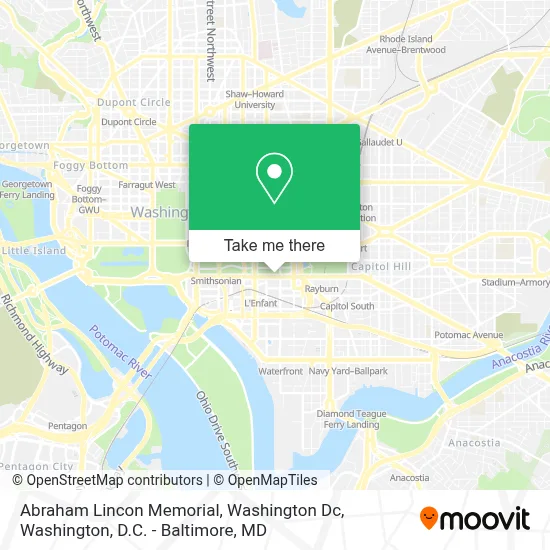 Abraham Lincon Memorial, Washington Dc map