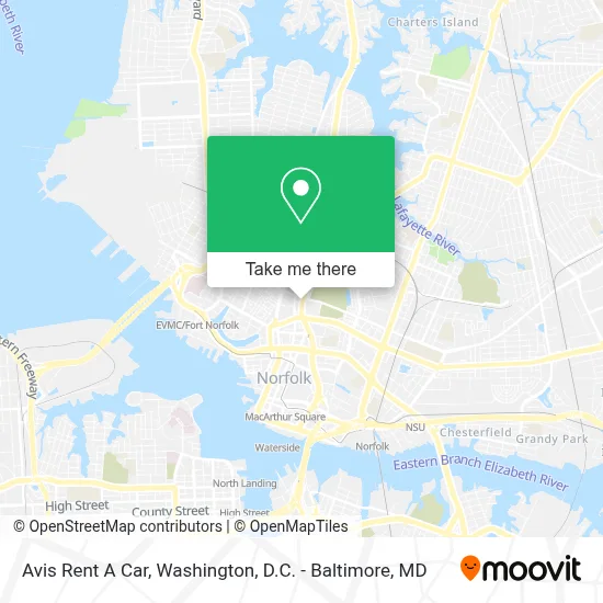Avis Rent A Car map