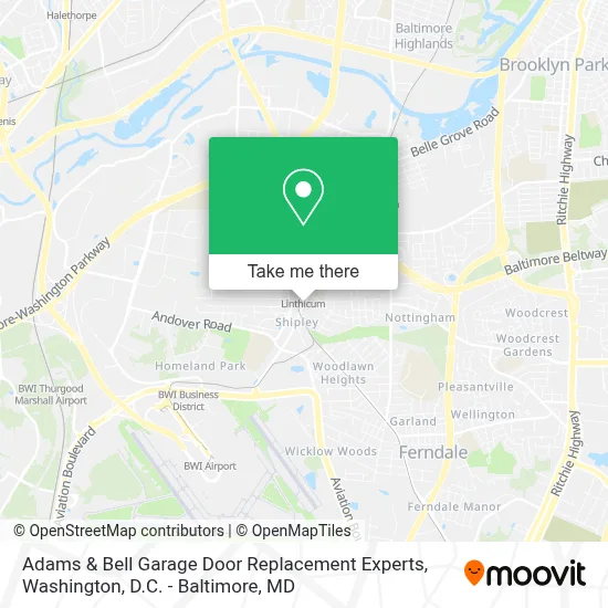 Adams & Bell Garage Door Replacement Experts map