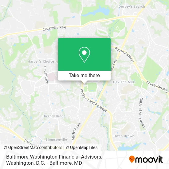 Baltimore-Washington Financial Advisors map