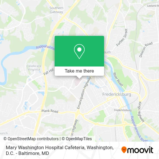Mary Washington Hospital Cafeteria map