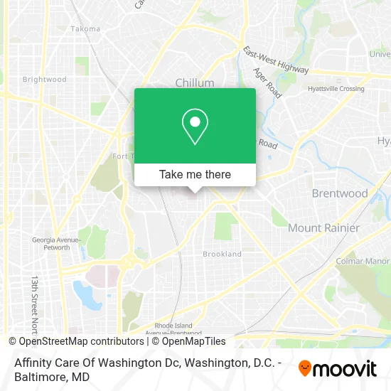 Affinity Care Of Washington Dc map