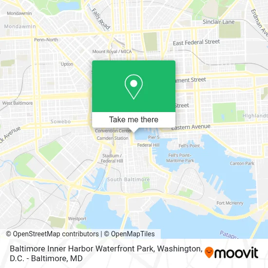 Baltimore Inner Harbor Waterfront Park map