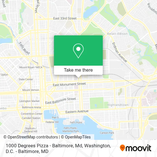 1000 Degrees Pizza - Baltimore, Md map
