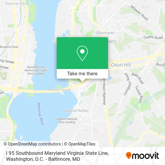 I 95 Southbound Maryland Virginia State Line map