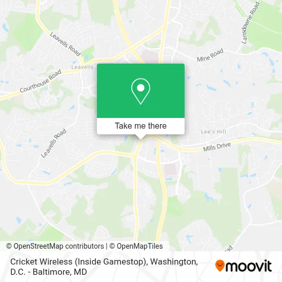Cricket Wireless (Inside Gamestop) map