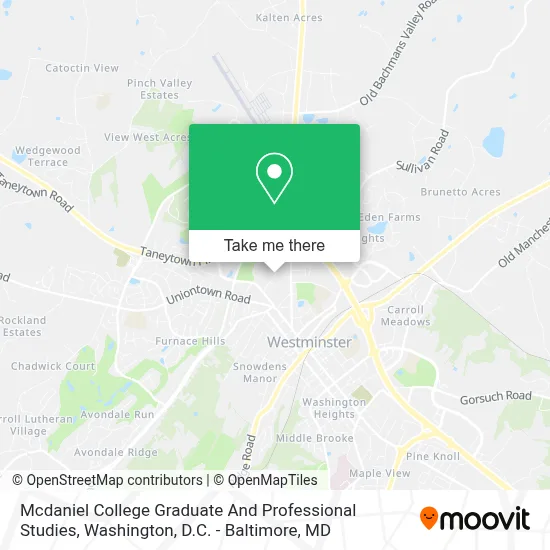 Mcdaniel College Graduate And Professional Studies map