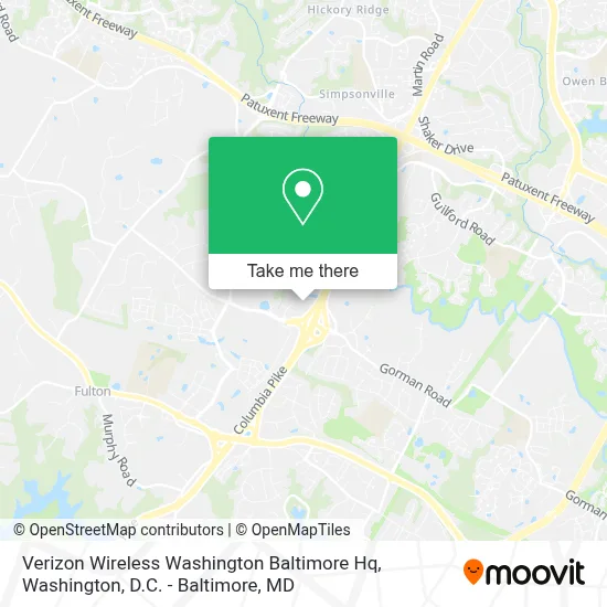Verizon Wireless Washington Baltimore Hq map