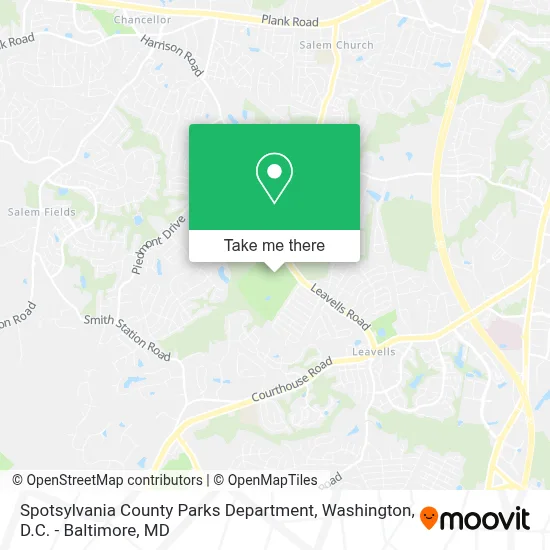 Spotsylvania County Parks Department map