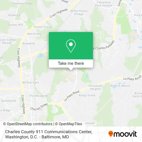 Charles County 911 Communications Center map