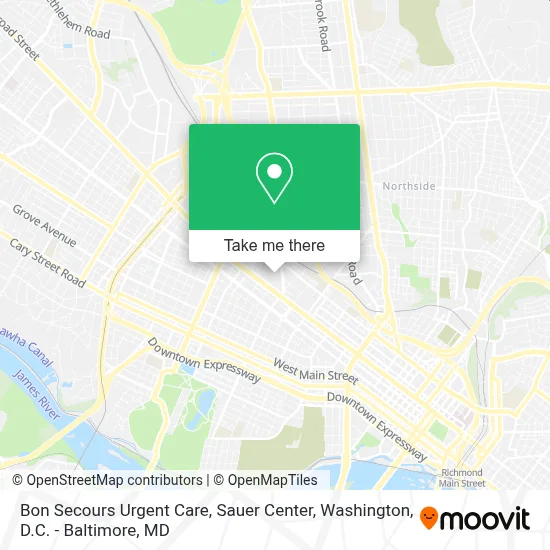 Bon Secours Urgent Care, Sauer Center map