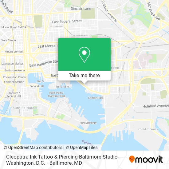Cleopatra Ink Tattoo & Piercing Baltimore Studio map