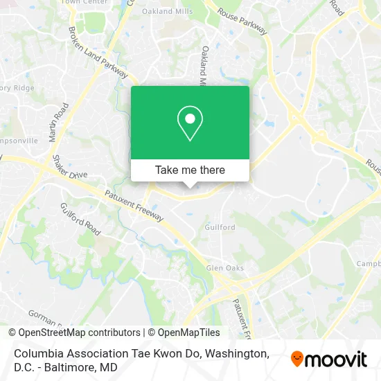 Columbia Association Tae Kwon Do map