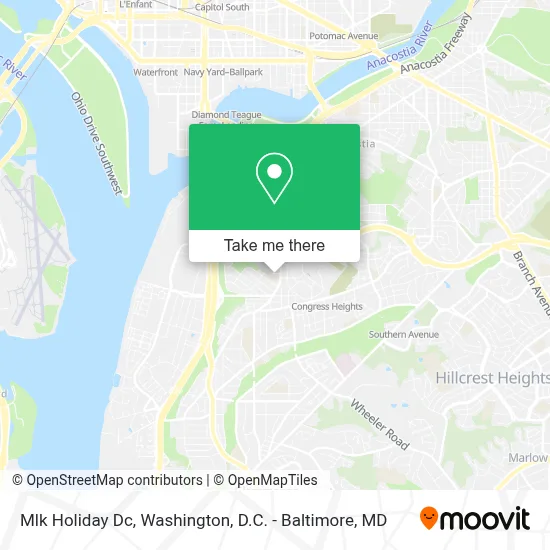 Mlk Holiday Dc map
