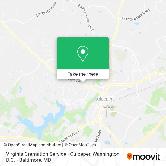 Virginia Cremation Service - Culpeper map