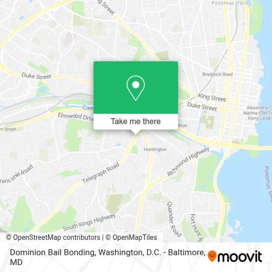 Dominion Bail Bonding map