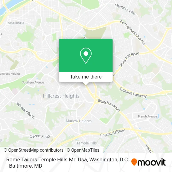 Rome Tailors  Temple Hills Md Usa map