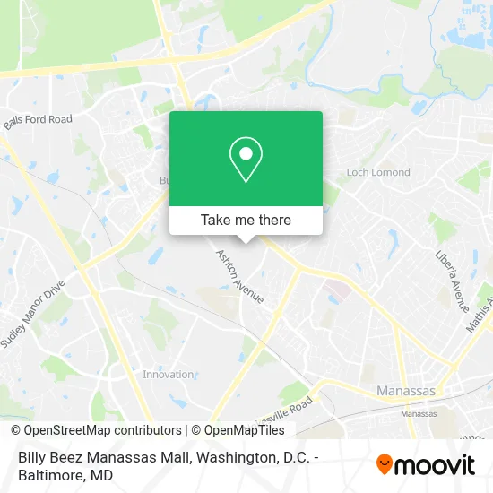 Billy Beez Manassas Mall map