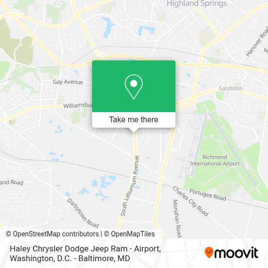Haley Chrysler Dodge Jeep Ram - Airport map