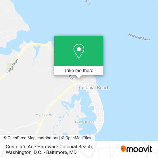 Costello's Ace Hardware Colonial Beach map