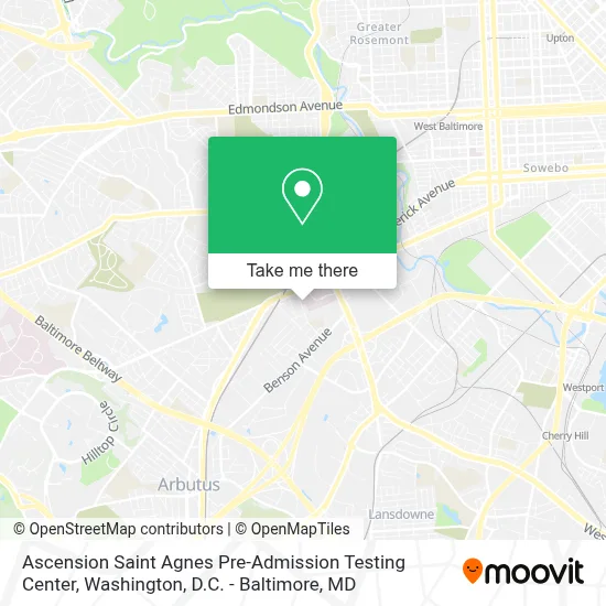 Ascension Saint Agnes Pre-Admission Testing Center map