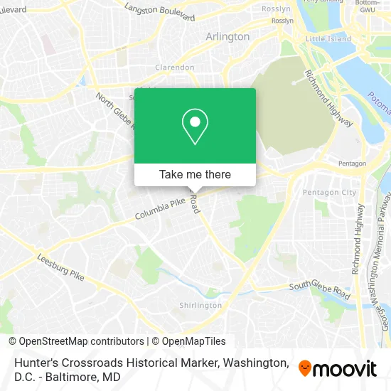 Hunter's Crossroads Historical Marker map