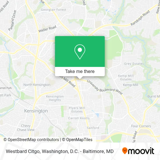 Westbard Citgo map