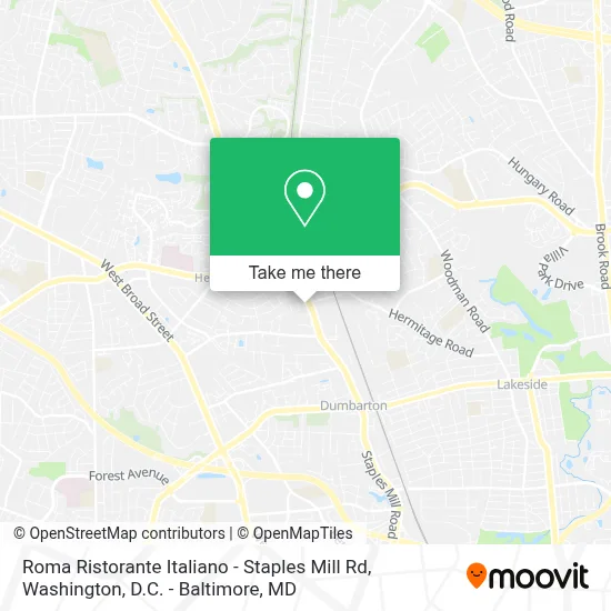 Roma Ristorante Italiano - Staples Mill Rd map