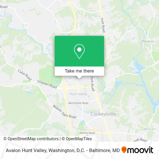 Avalon Hunt Valley map
