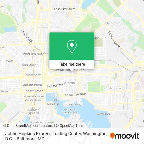 Johns Hopkins Express Testing Center map