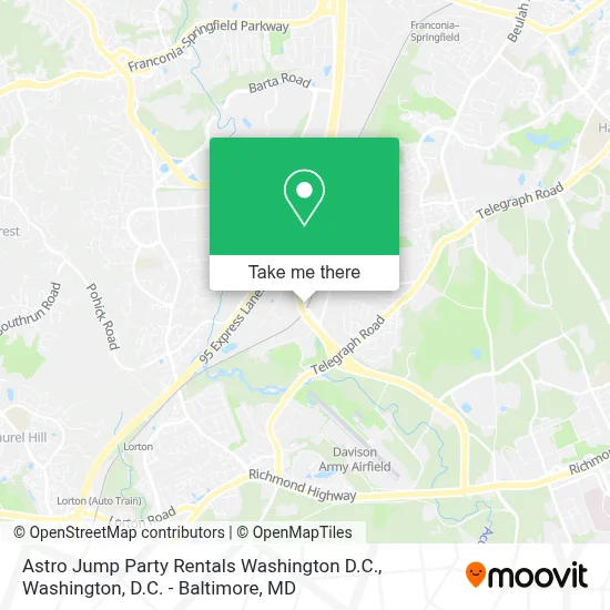 Astro Jump Party Rentals Washington D.C. map