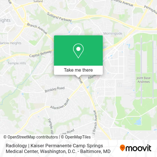 Radiology | Kaiser Permanente Camp Springs Medical Center map