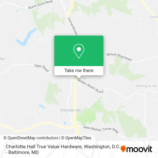 Charlotte Hall True Value Hardware map