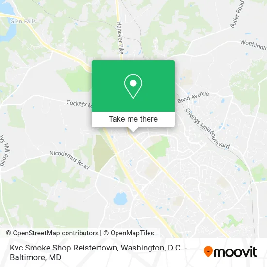 Kvc Smoke Shop Reistertown map