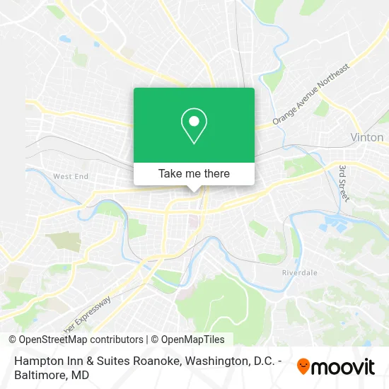Hampton Inn & Suites Roanoke map