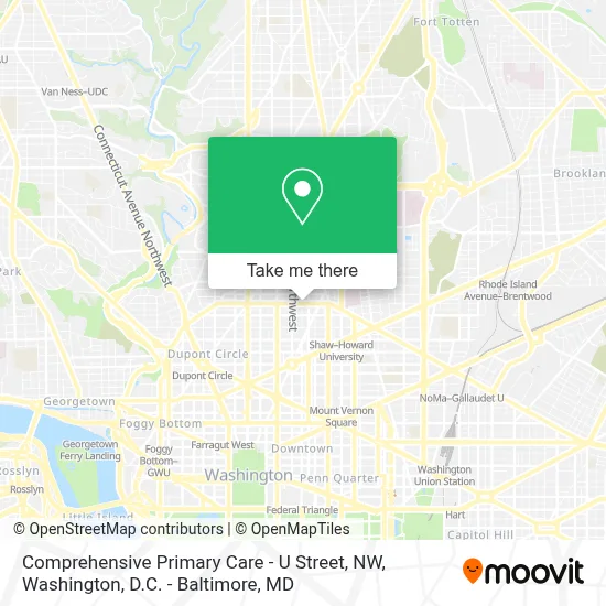 Comprehensive Primary Care - U Street, NW map