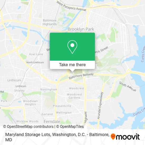 Maryland Storage Lots map