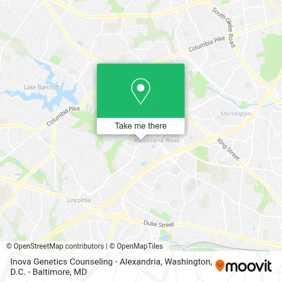 Inova Genetics Counseling - Alexandria map