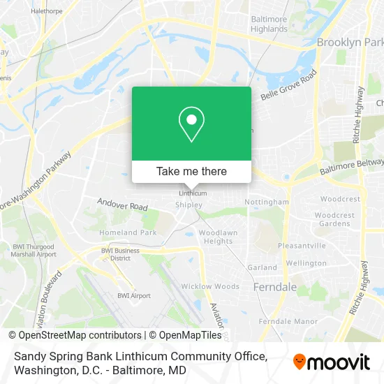 Sandy Spring Bank Linthicum Community Office map