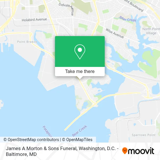 James A Morton & Sons Funeral map