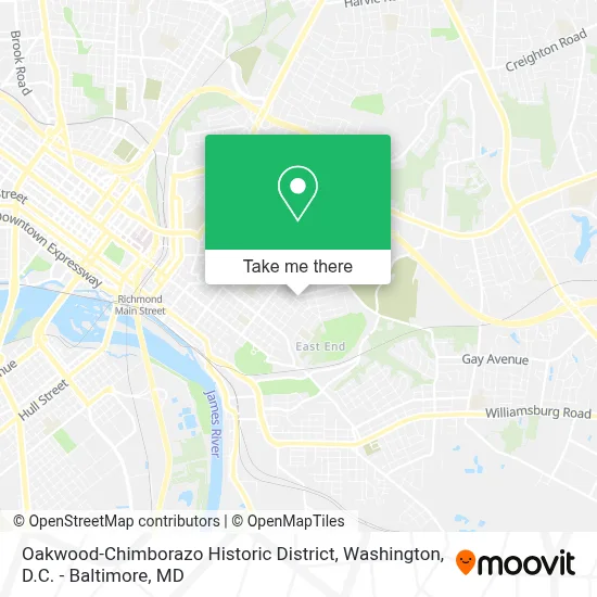 Oakwood-Chimborazo Historic District map