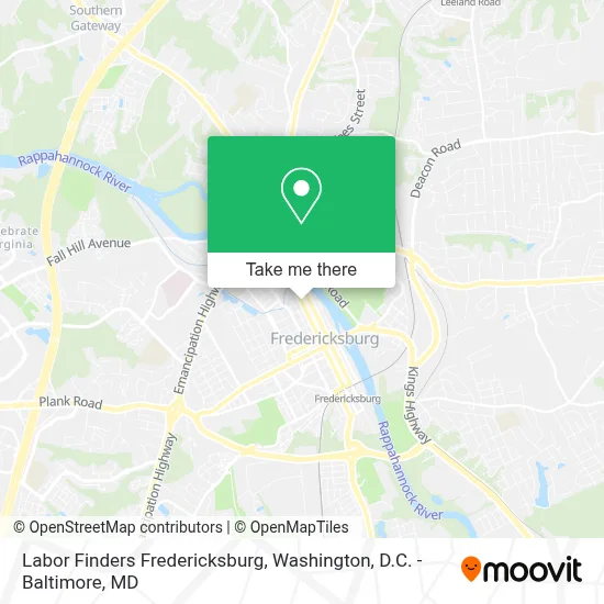 Labor Finders Fredericksburg map