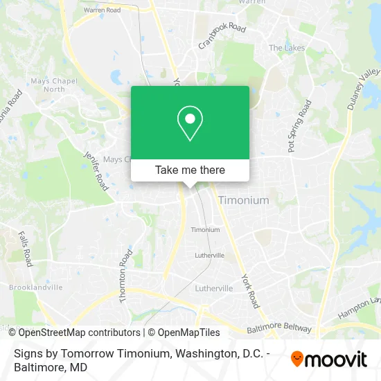 Signs by Tomorrow Timonium map