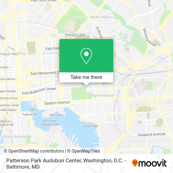 Patterson Park Audubon Center map