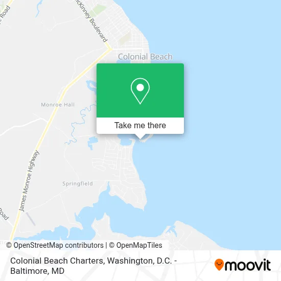 Colonial Beach Charters map