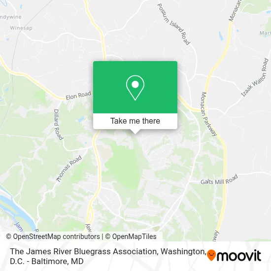 The James River Bluegrass Association map