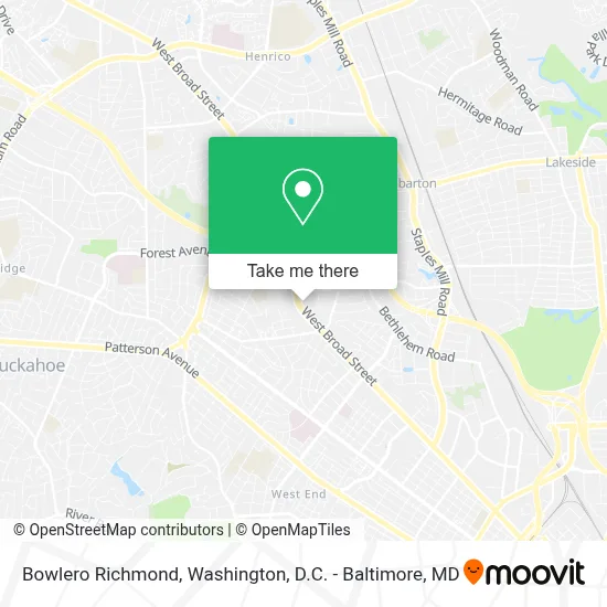 Bowlero Richmond map